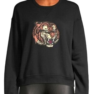 Betsy Johnson Black Tiger Patch Decal Long Sleeves Sweatshirt